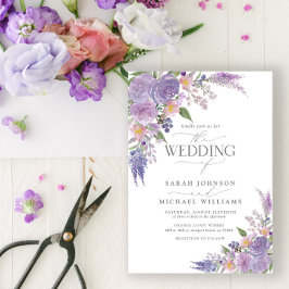 Moderne Lilac Lavender Mauve Script Floral Wedding Einladung