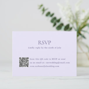 Moderne Lilac QR Code Elegante Hochzeit RSVP Karte