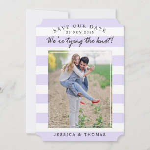 Moderne Lilac- und White Stripes FOTO SAVE THE D Save The Date