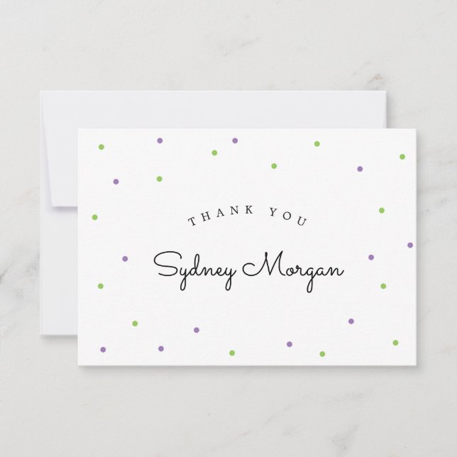Moderne Limone und Lila Polka Dots Vielen Dank Dankeskarte (Vorderseite)