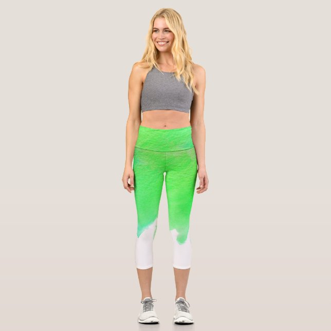 Moderne Limone Wasserfarbe künstlerische, farbenfr Capri Leggings (Vorderseite)