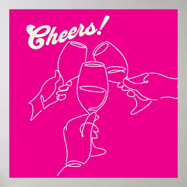 Moderne Line Art Friends Cheers Bar Poster (Vorne)