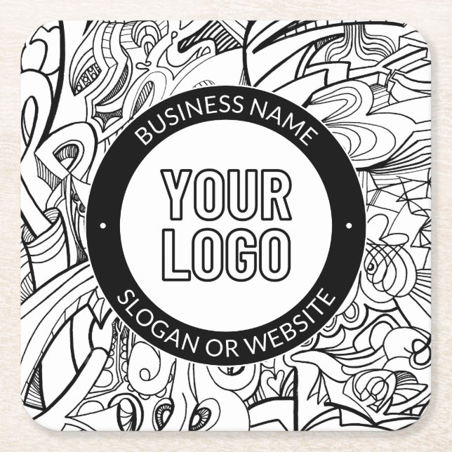 Moderne Line Artwork & Ihr Logo mit bearbeitetem T Rechteckiger Pappuntersetzer (Vorderseite)