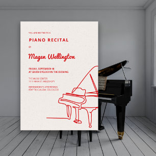 Moderne Line-zeichnung Großpiano-Recital Einladung