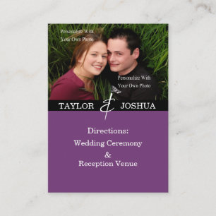 Moderne Lines Deep Plum Direction Cards Begleitkarte