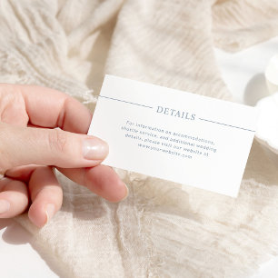 Moderne Lines dusty Blue and White Wedding Details Begleitkarte