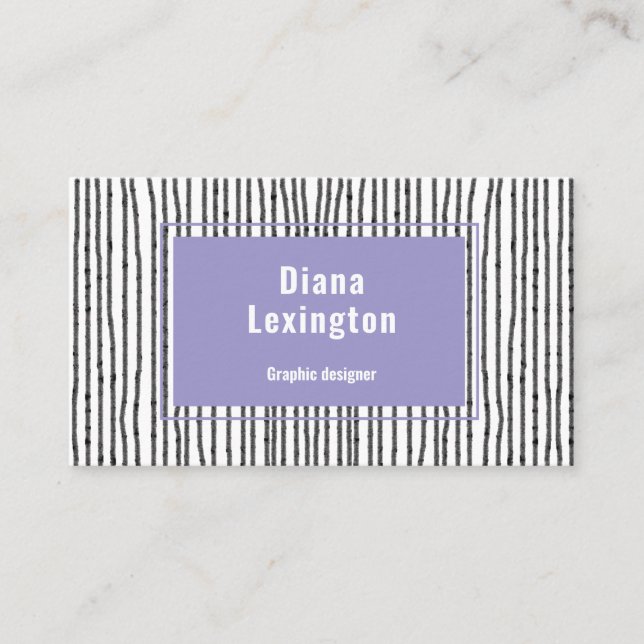 Moderne Lines Lavendel Black Business Card Visitenkarte (Vorderseite)