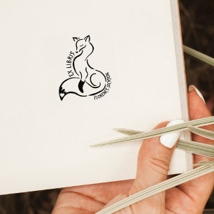 Moderne Linie Art Fox Library Ex Libris Buch Gummistempel