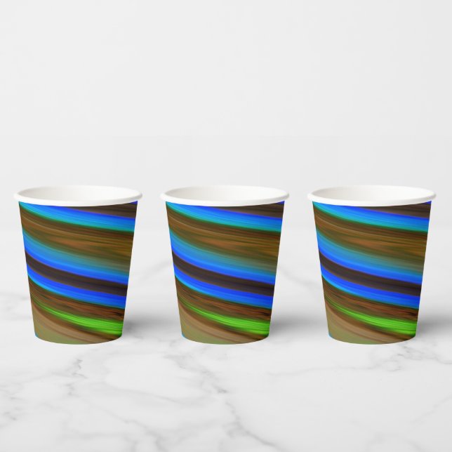 Moderne Linie Art Peacock Feather Colors Pappbecher (Multi)