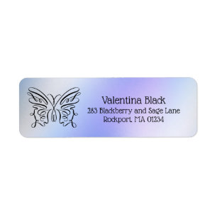 Moderne Linie Zeichnend Butterfly Blue Holographic