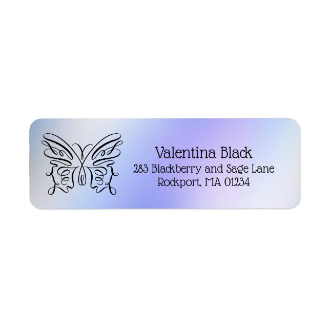 Moderne Linie Zeichnend Butterfly Blue Holographic (Vorne)