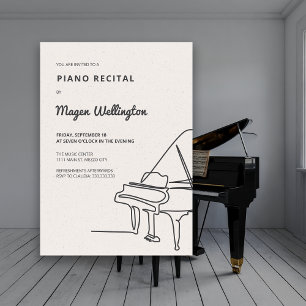 Moderne Linie Zeichnend Grand Piano Erwägung Einladung