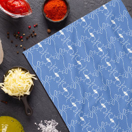 Moderne Linie Zeichnend Hund Blue Weiße Küchenhand Geschirrtuch