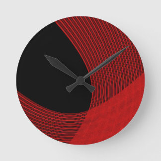 Moderne Linien rot und schwarz Runde Wanduhr