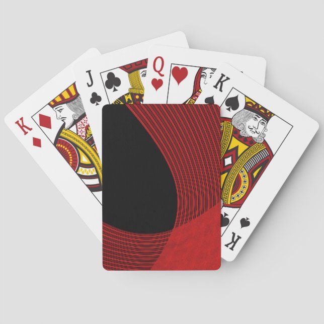 Moderne Linien rot und schwarz Spielkarten (Rückseite)