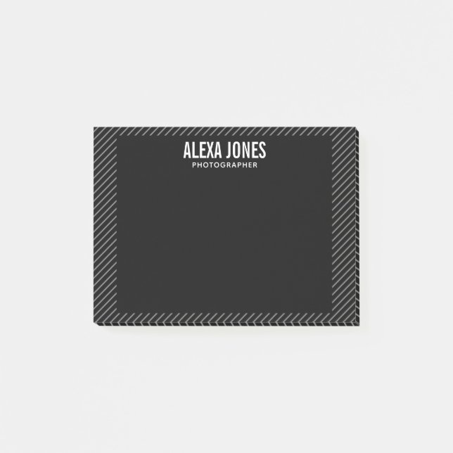 Moderne Linien Schwarz Post-it Klebezettel (Vorderseite)