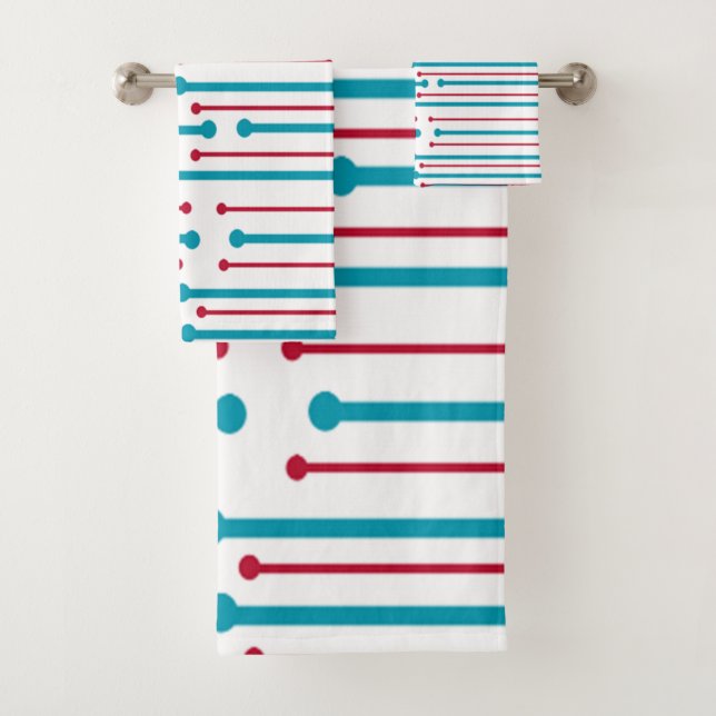 Moderne Linien und Kreise des Mitteljahrhunderts Badhandtuch Set (Insitu)