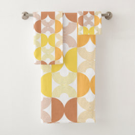 Moderne Linienkunst des 19. Jahrhunderts braun und Badhandtuch Set