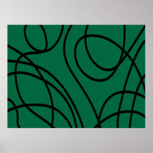 Moderne Linienkunst in Grün und Schwarz Poster