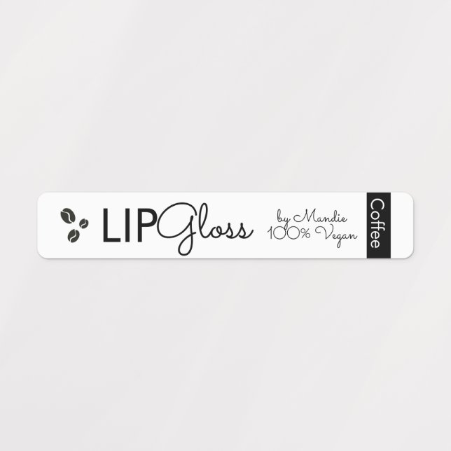 Moderne Lip Gloss Coffee Vegan Branding Packung Etiketten (Design 1)