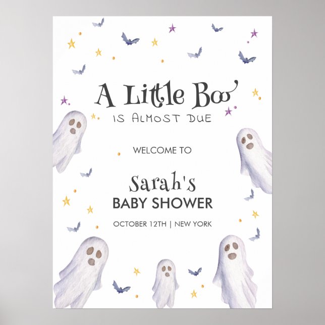 Moderne Little Boo Stars Ghost Baby Dusche Willkom Poster (Vorne)