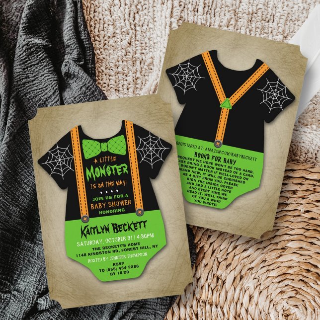 Moderne "Little Monster" Jungs Halloween Kinderdus Einladung (Von Creator hochgeladen)