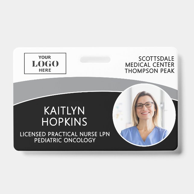 Moderne Logo-Foto-ID-Barcode-Krankenschwester-Name Ausweis (Vorderseite)