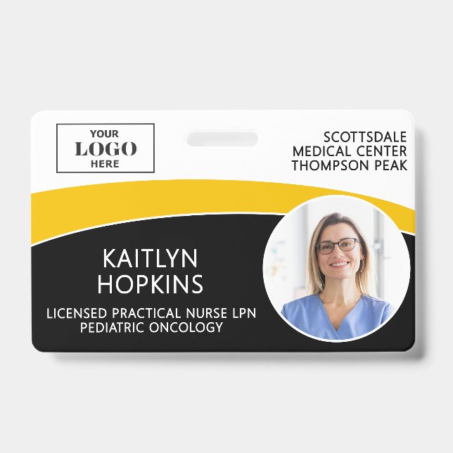 Moderne Logo-Foto-ID-Barcode-Krankenschwester-Name Ausweis (Vorderseite)