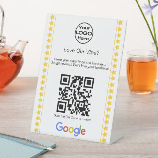 Moderne Logo Fünf-Sterne-Bewertung Google Review Q Sockelschild