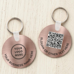 Moderne Logo QR Code Werbeaktion Rose Gold Schlüsselanhänger