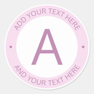 Moderne Logo-Stil-Monogramm Helllila Rosa Runder Aufkleber