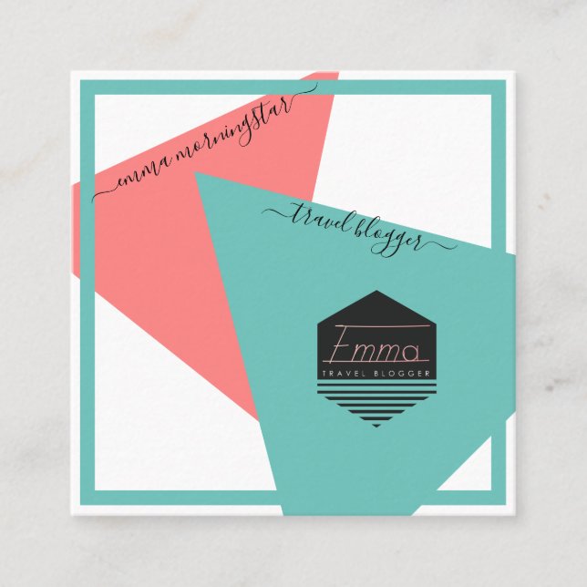 Moderne Logomedien Geometrie IHRE FARBEN Quadratische Visitenkarte (Vorderseite)