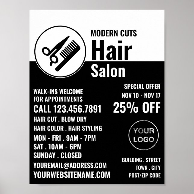 Moderne Logos, Friseurstylisten, Friseurwerbung Poster (Vorne)