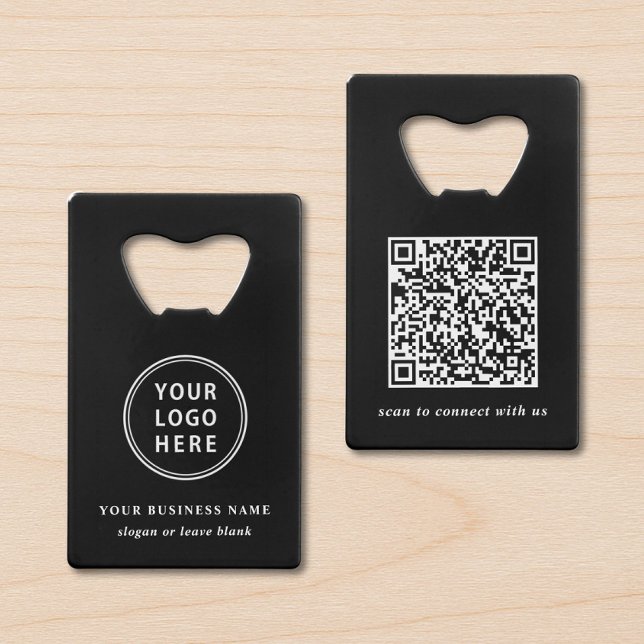 Moderne Logos und QR-Code Werbung schwarz Geldbeutel Flaschenöffner (Business Logo Promotional Black QR Code Credit Card Bottle Opener)