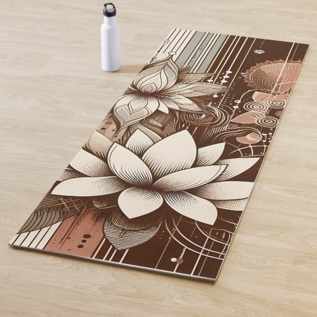 Moderne Lotus-Blume in Sepia Yogamatte (Beispiel)