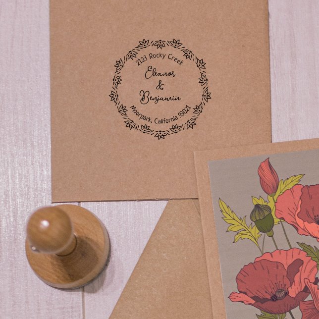 Moderne Lotus-Rücksendeadresse, Paar Gummistempel (Von Creator hochgeladen)