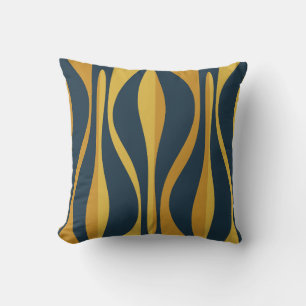 Moderne Lounge Navy Mustard Muster Mitte Jahrhunde Kissen