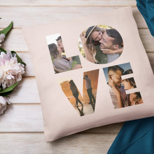 Moderne LOVE-Fotocollage Ausschnitt Valentinstag Kissen