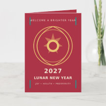Moderne Lunar Neujahrs-Freuden- und Wohlstandskart