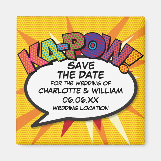Moderne lustige bunte Save-the-Date-Karte Magnet (Vorne)
