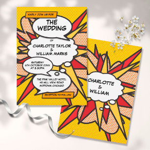Moderne lustige Comic-Book-Pop-Art-Hochzeit Einladung