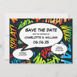 Moderne lustige Comic-Hochzeit Save The Date