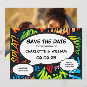 Moderne lustige Comic-Hochzeitsfotos Save The Date