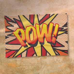 Moderne lustige Comic- Pop-Art POW Geschirrtuch