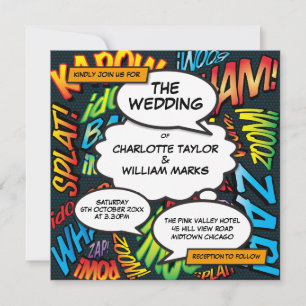 Moderne lustige Comic-Quadrat-Hochzeitseinladung Einladung