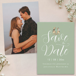 Moderne lustige Dinosaurier-Hochzeit Fotos Save The Date