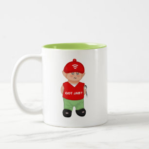 Moderne lustige gestochene Karikatur Zweifarbige Tasse
