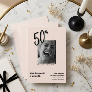 Moderne lustige hellrosa Foto 50. Geburtstag Einladung