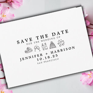Moderne lustige Hochzeits-Ikone Save the Date Hoch Einladung