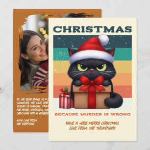 Moderne lustige Katze Mistelzweig Retro-Weihnachts Feiertagskarte